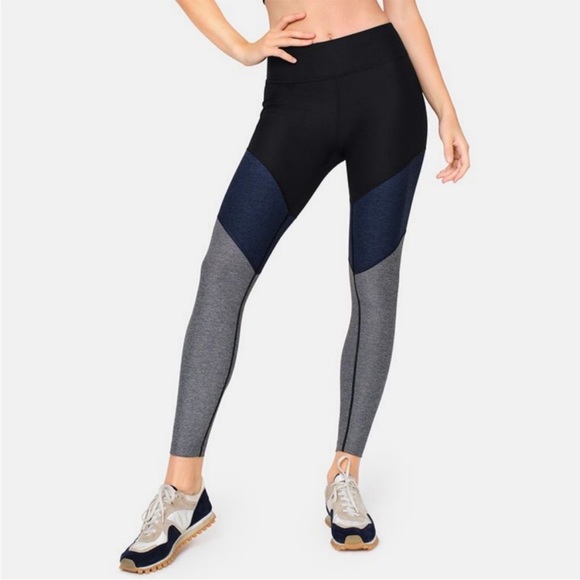 Outdoor Voices Pants - Outdoor Voices Blue & Grey Heather Color Block Athletic Work Out Leggings Sz XS
